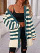 Long Sleeve Button Down Chunky Knit Oversized Striped Cardigan