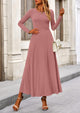 Casual Ribbed Knit Long Sleeve Crop Tops Maxi Flowy Skirts Two Piece Sets