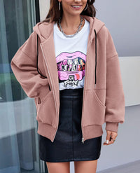 Zip Up Long Sleeve Loose Fit Y2K Casual Hoodies Cardigan