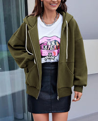 Zip Up Long Sleeve Loose Fit Y2K Casual Hoodies Cardigan