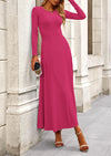 PRETTYGARDEN 2 Piece Casual Ribbed Knit Long Sleeve Crop Tops Maxi Flowy Skirts Matching Sets