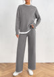 Long Sleeve Pullover Sweater Wide Leg Pants Two Piece Lounge Sets