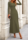PRETTYGARDEN 2 Piece Casual Ribbed Knit Long Sleeve Crop Tops Maxi Flowy Skirts Matching Sets