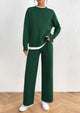 Long Sleeve Pullover Sweater Wide Leg Pants Two Piece Lounge Sets