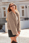 PRETTYGARDEN Women's Winter Coats Fleece Cropped Jacket Faux Fur Long Sleeve Pockets Shaggy Warm Outerwear Fall Clothes