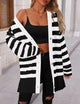 Long Sleeve Button Down Chunky Knit Oversized Striped Cardigan