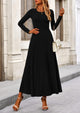 Casual Ribbed Knit Long Sleeve Crop Tops Maxi Flowy Skirts Two Piece Sets