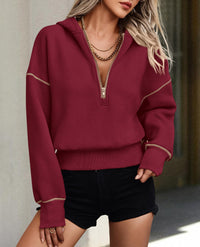 Long Sleeve Half Zip Cropped Pullover Hoodies