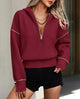 Long Sleeve Half Zip Cropped Pullover Hoodies