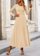 Casual Ribbed Knit Long Sleeve Crop Tops Maxi Flowy Skirts Two Piece Sets