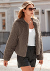 PRETTYGARDEN Women's Winter Coats Fleece Cropped Jacket Faux Fur Long Sleeve Pockets Shaggy Warm Outerwear Fall Clothes