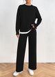 Long Sleeve Pullover Sweater Wide Leg Pants Two Piece Lounge Sets