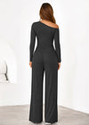 PRETTYGARDEN Casual Two Piece Sets for Women Fall Outfits Asymmetrical Off Shoulder Tops Wide Leg Pants Knit Lounge Set
