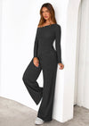 PRETTYGARDEN Casual Two Piece Sets for Women Fall Outfits Asymmetrical Off Shoulder Tops Wide Leg Pants Knit Lounge Set