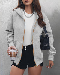 Y2K Zip Up Hoodie Long Sleeve Loose Fit Pockets Casual Sweatshirt