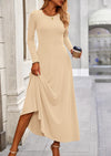 PRETTYGARDEN 2 Piece Casual Ribbed Knit Long Sleeve Crop Tops Maxi Flowy Skirts Matching Sets