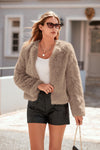 PRETTYGARDEN Women's Winter Coats Fleece Cropped Jacket Faux Fur Long Sleeve Pockets Shaggy Warm Outerwear Fall Clothes
