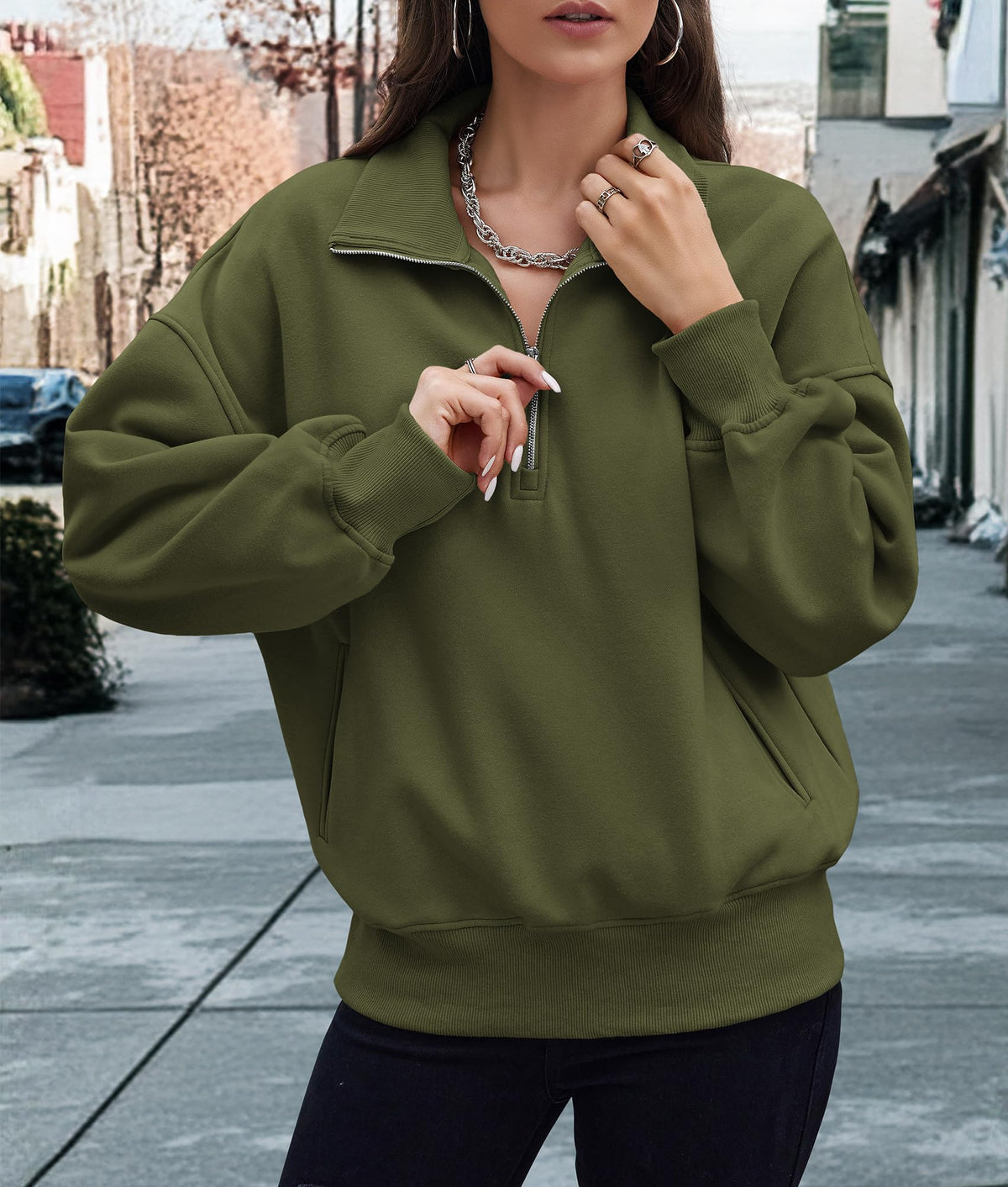 Half Zip Long Sleeve Y2K Sweatshirts