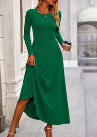 Casual Ribbed Knit Long Sleeve Crop Tops Maxi Flowy Skirts Two Piece Sets
