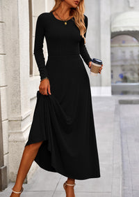 Casual Ribbed Knit Long Sleeve Crop Tops Maxi Flowy Skirts Two Piece Sets