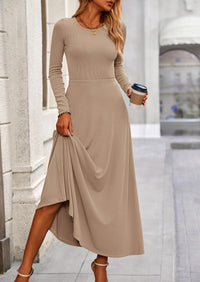 Casual Ribbed Knit Long Sleeve Crop Tops Maxi Flowy Skirts Two Piece Sets