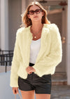PRETTYGARDEN Women's Winter Coats Fleece Cropped Jacket Faux Fur Long Sleeve Pockets Shaggy Warm Outerwear Fall Clothes