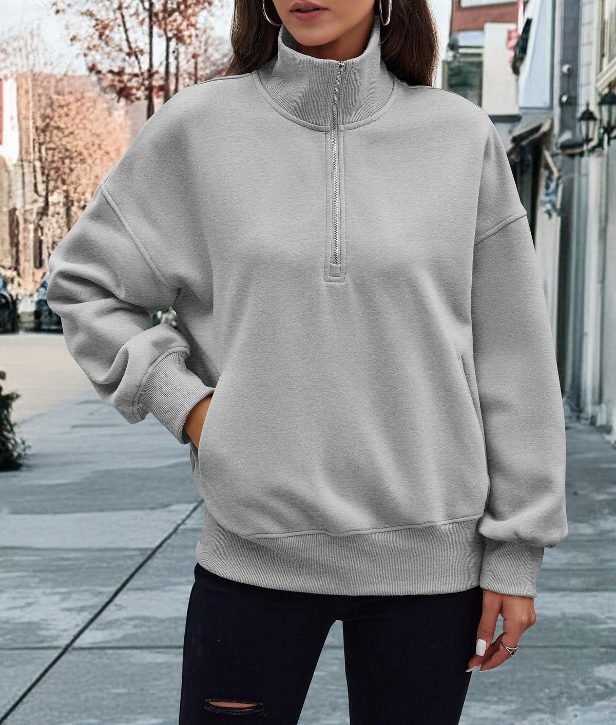 Half Zip Long Sleeve Y2K Sweatshirts