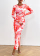 Floral Print Long Sleeve Tight Fitted Ruched Bodycon Maxi Dresses