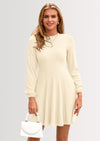 PRETTYGARDEN Womens Long Sleeve Mini Dress Fall Crewneck Ribbed Knit Soft A Line Flowy Casual Short Dresses with Pockets