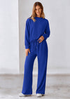 PRETTYGARDEN 2 Piece Long Sleeve Pullover Tops and Wide Leg Pants Knitted Lounge Sets