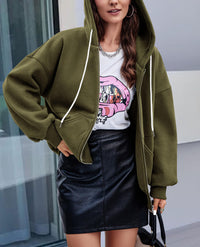Zip Up Long Sleeve Loose Fit Y2K Casual Hoodies Cardigan