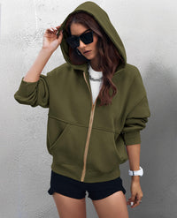 Y2K Zip Up Hoodie Long Sleeve Loose Fit Pockets Casual Sweatshirt