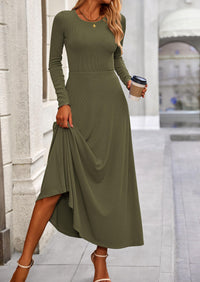 Casual Ribbed Knit Long Sleeve Crop Tops Maxi Flowy Skirts Two Piece Sets