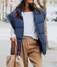 Casual Stand Collar Lightweight Sleeveless Zip Up Padded Coats