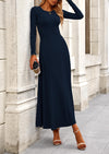 PRETTYGARDEN 2 Piece Casual Ribbed Knit Long Sleeve Crop Tops Maxi Flowy Skirts Matching Sets