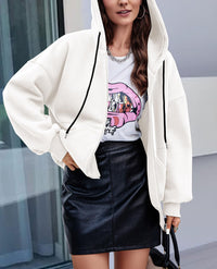 Zip Up Long Sleeve Loose Fit Y2K Casual Hoodies Cardigan