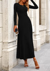 PRETTYGARDEN 2 Piece Casual Ribbed Knit Long Sleeve Crop Tops Maxi Flowy Skirts Matching Sets