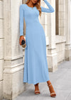 PRETTYGARDEN 2 Piece Casual Ribbed Knit Long Sleeve Crop Tops Maxi Flowy Skirts Matching Sets