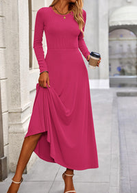 Casual Ribbed Knit Long Sleeve Crop Tops Maxi Flowy Skirts Two Piece Sets