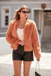 PRETTYGARDEN Women's Winter Coats Fleece Cropped Jacket Faux Fur Long Sleeve Pockets Shaggy Warm Outerwear Fall Clothes