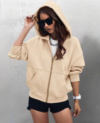 Y2K Zip Up Hoodie Long Sleeve Loose Fit Pockets Casual Sweatshirt