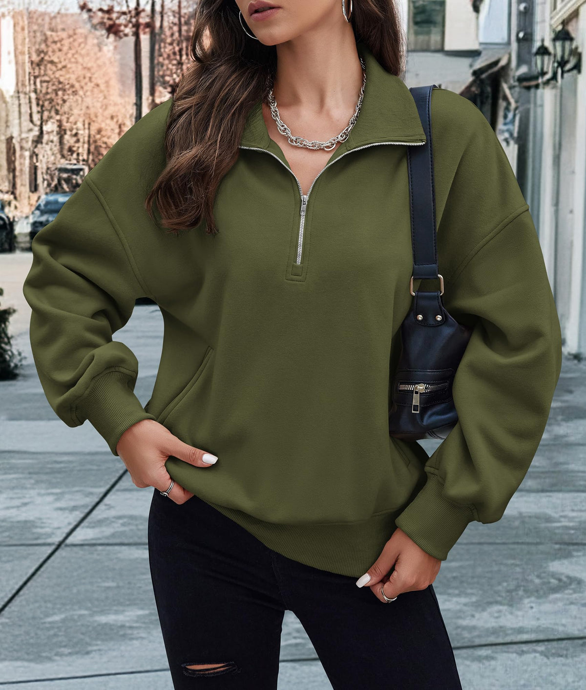 Half Zip Long Sleeve Y2K Sweatshirts