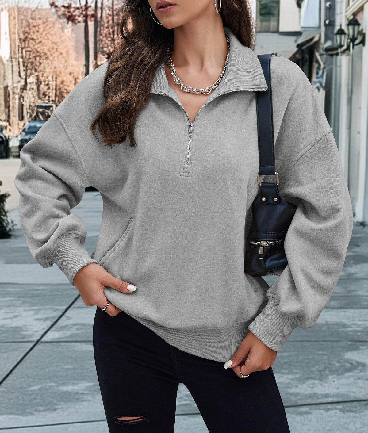 Half Zip Long Sleeve Y2K Sweatshirts