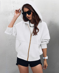 Y2K Zip Up Hoodie Long Sleeve Loose Fit Pockets Casual Sweatshirt
