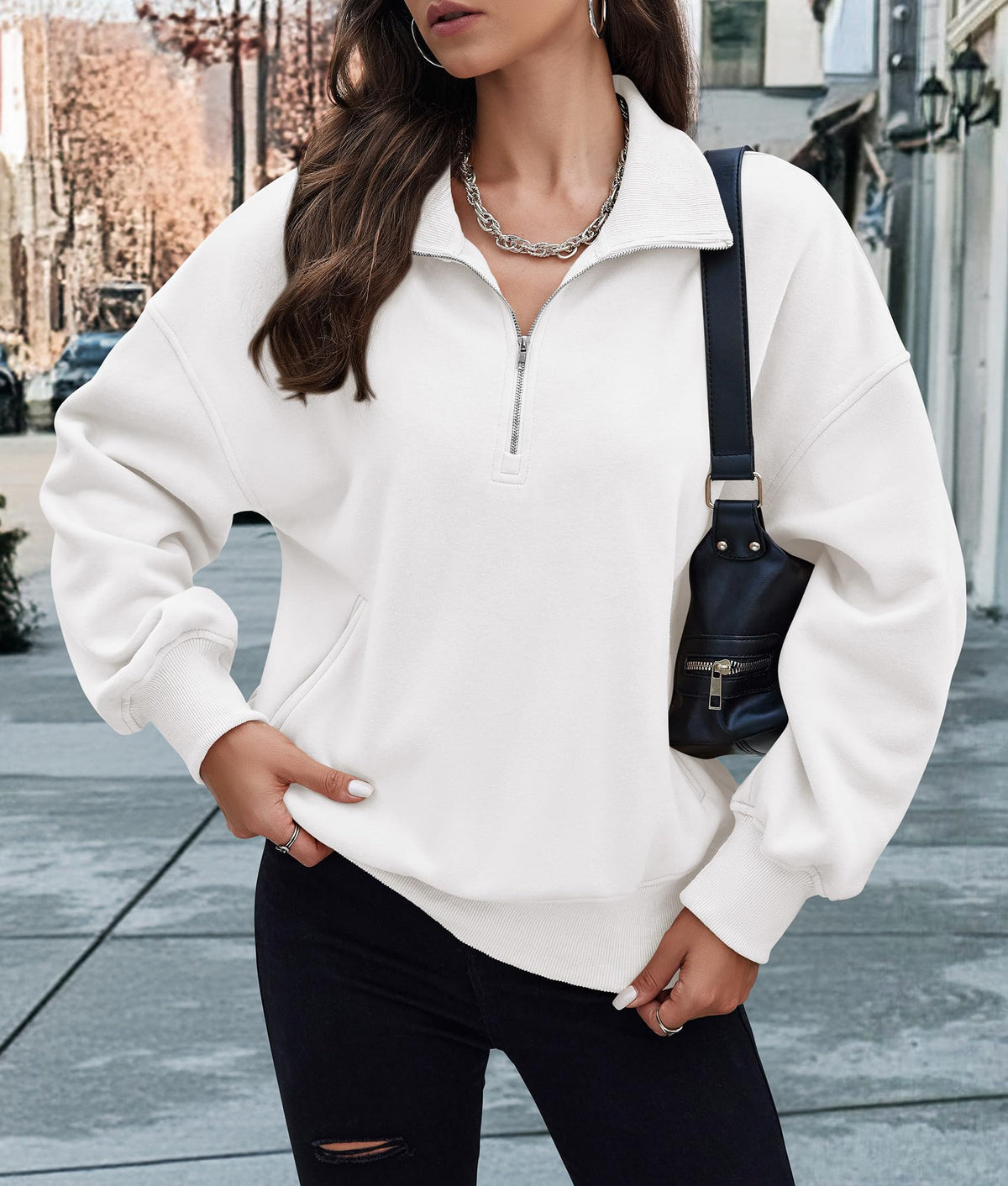 Half Zip Long Sleeve Y2K Sweatshirts