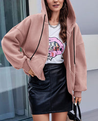 Zip Up Long Sleeve Loose Fit Y2K Casual Hoodies Cardigan