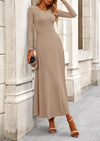 PRETTYGARDEN 2 Piece Casual Ribbed Knit Long Sleeve Crop Tops Maxi Flowy Skirts Matching Sets