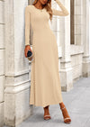 PRETTYGARDEN 2 Piece Casual Ribbed Knit Long Sleeve Crop Tops Maxi Flowy Skirts Matching Sets