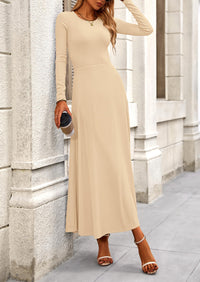 Casual Ribbed Knit Long Sleeve Crop Tops Maxi Flowy Skirts Two Piece Sets