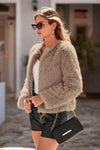 PRETTYGARDEN Women's Winter Coats Fleece Cropped Jacket Faux Fur Long Sleeve Pockets Shaggy Warm Outerwear Fall Clothes